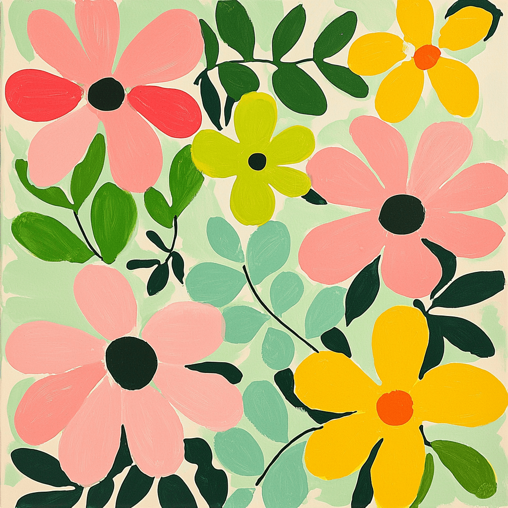 Henri Matisse Inspired Floral Whimsy In Pastels Paint By Color