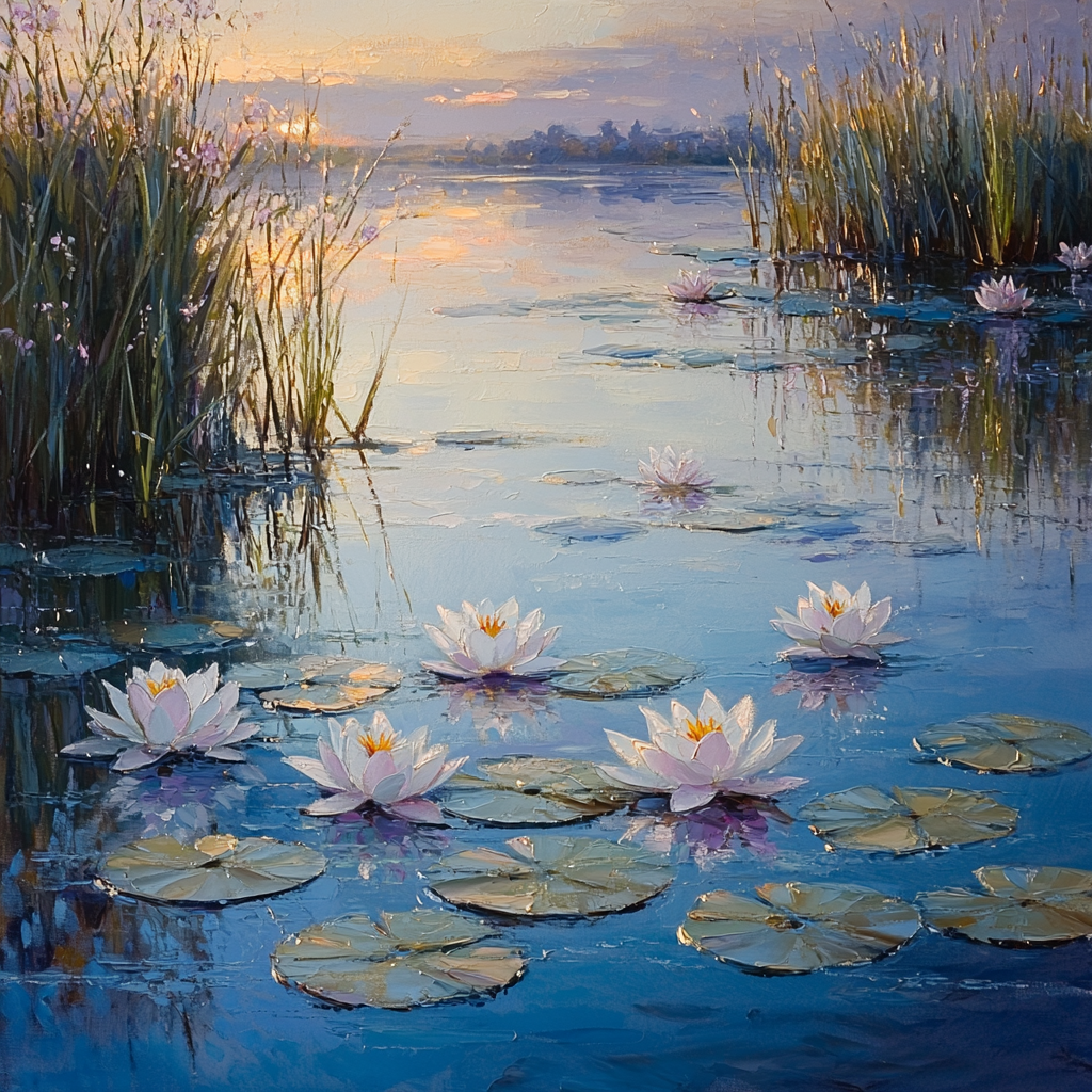 Claude Monet Inspired Waterlily Dawn Veil Number painting