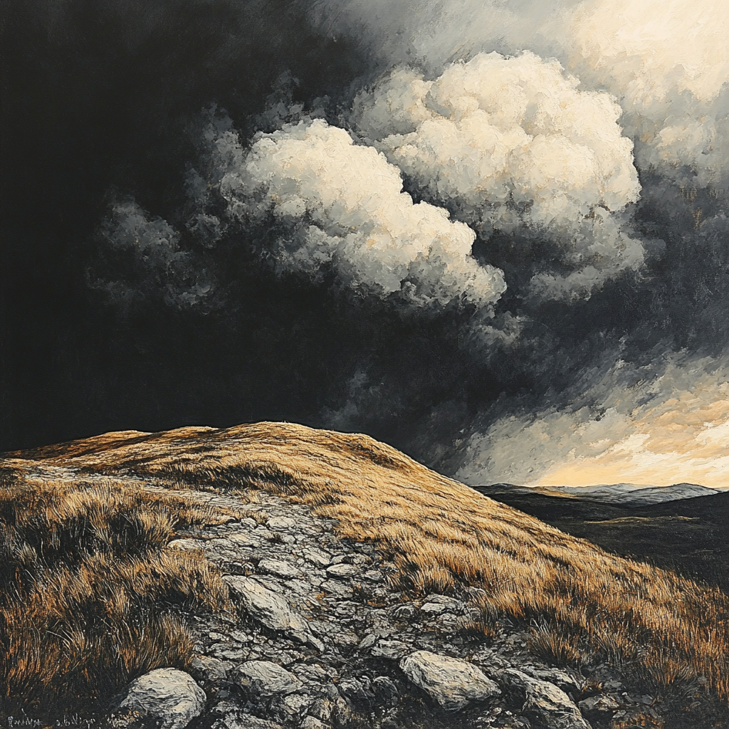 Francisco Goya Inspired Storm Ravaged Hill Beneath Murky Horizon DIY paint by numbers