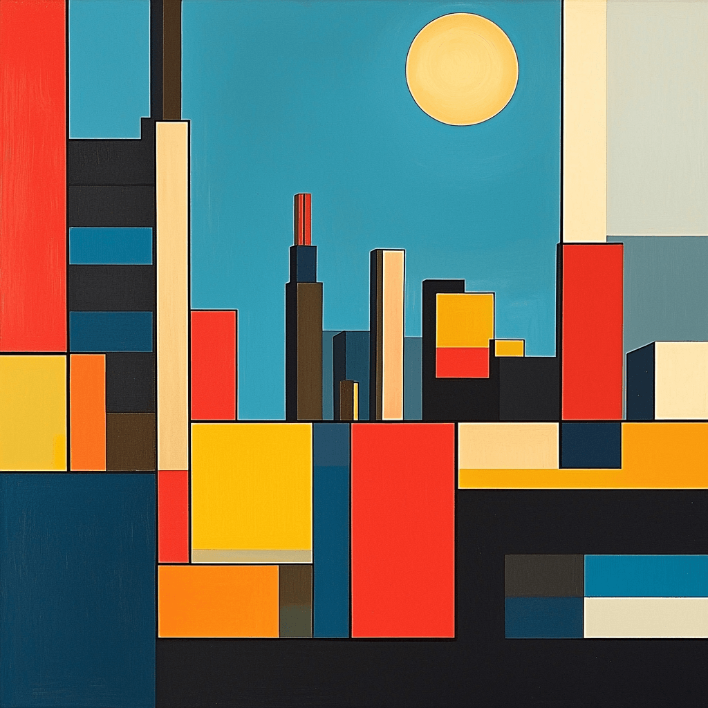 Piet Mondrian Inspired Modern Cityscape In Mondrian Paint By Numbers Kits