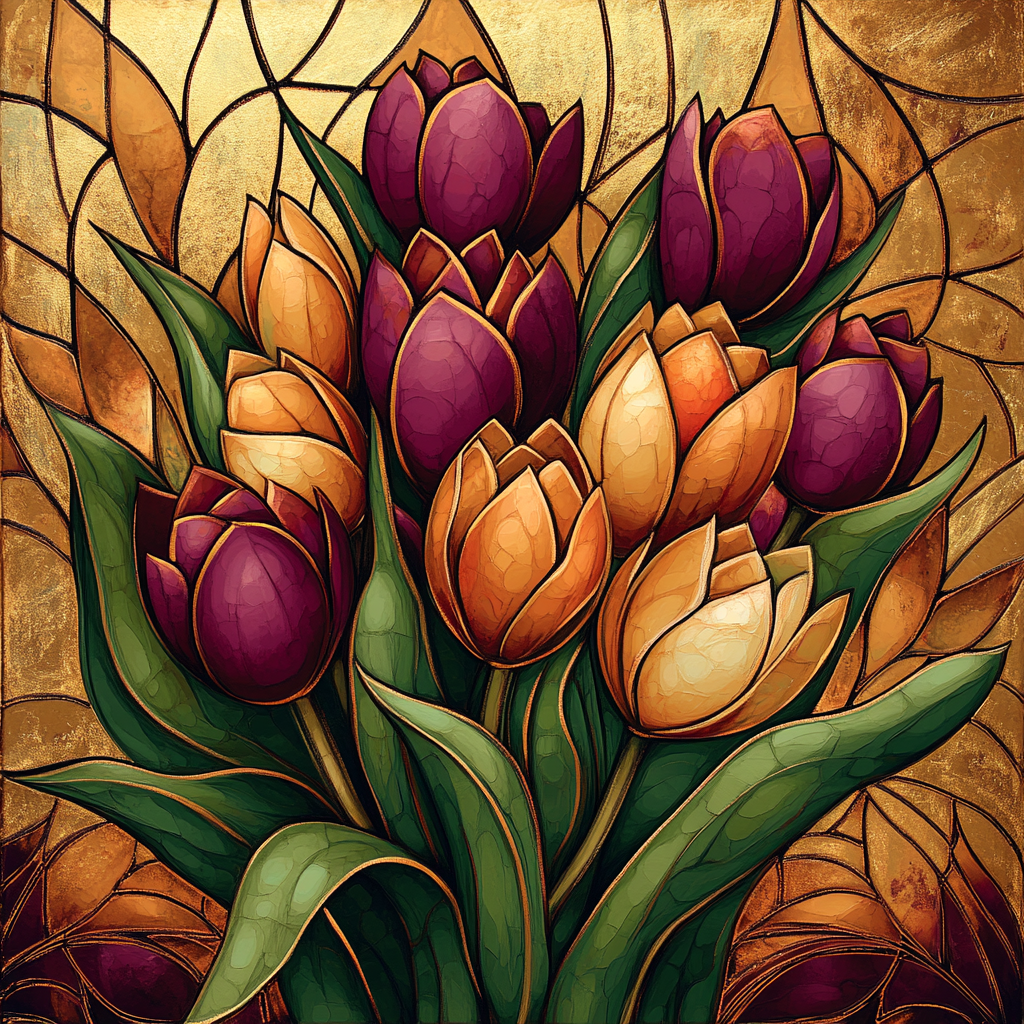 Klimt Inspired Ornate Tulips Paint by numbers kits