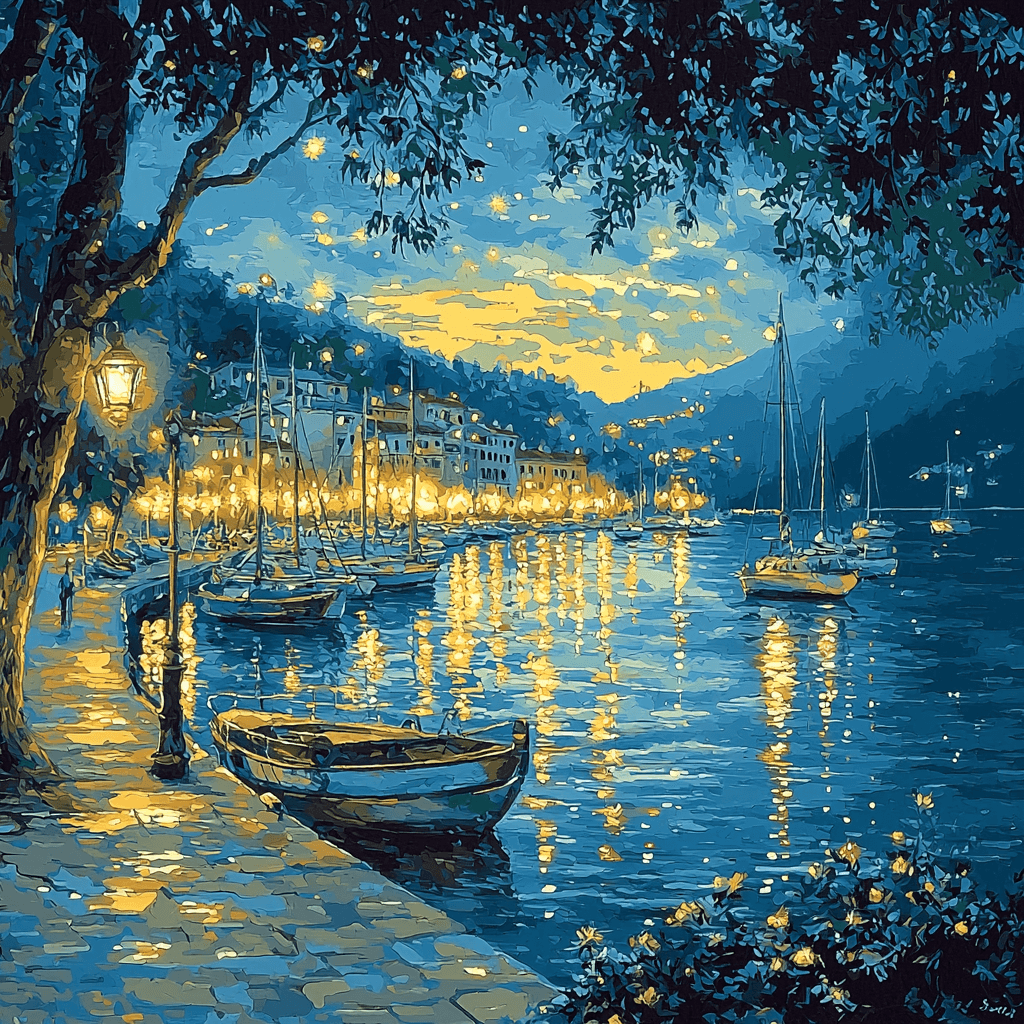Claude Monet Inspired Luminous Harbor Lights Paint By Numbers Art