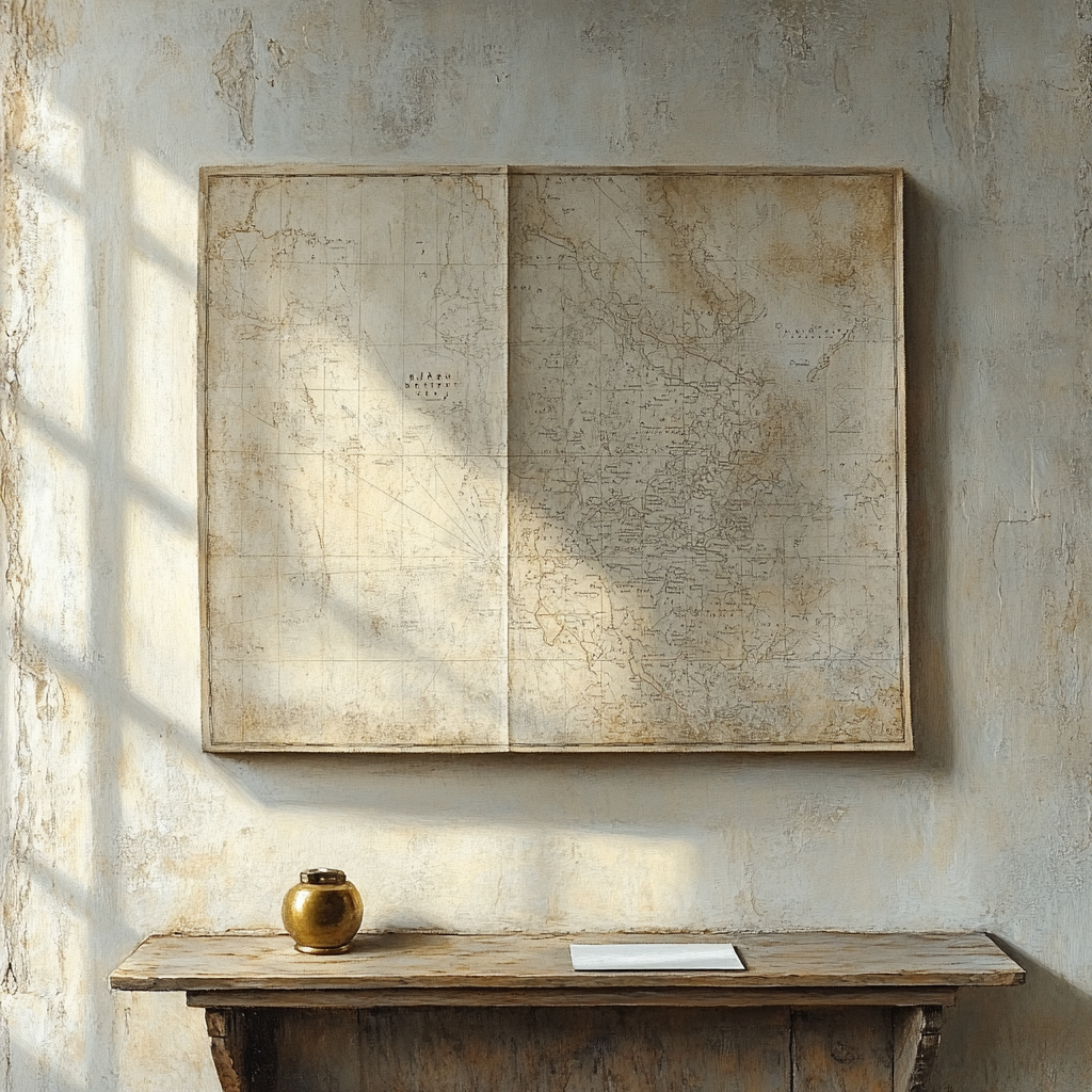 Johannes Vermeer Inspired Interior Wall With Map And Sun Patch painting number kit