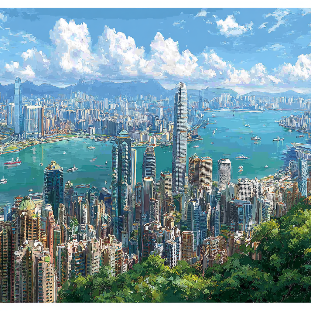 Victoria Peak Skyline View Hong Kong China Number painting