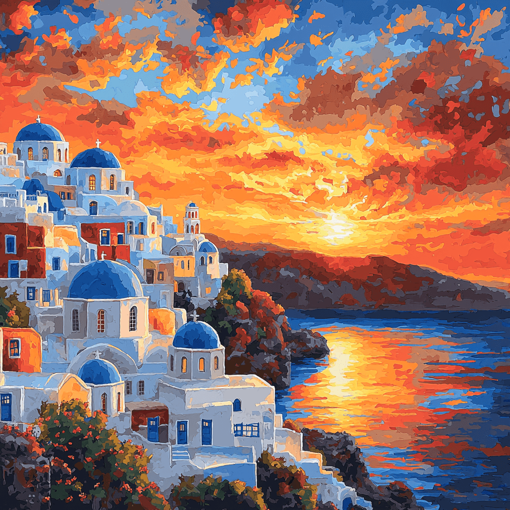 Santorini Sunsets Numbered Painting Kits