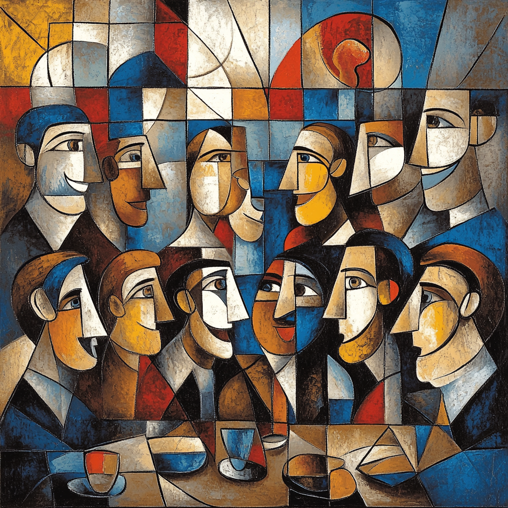 Picasso Inspired Abstract Friends Number painting