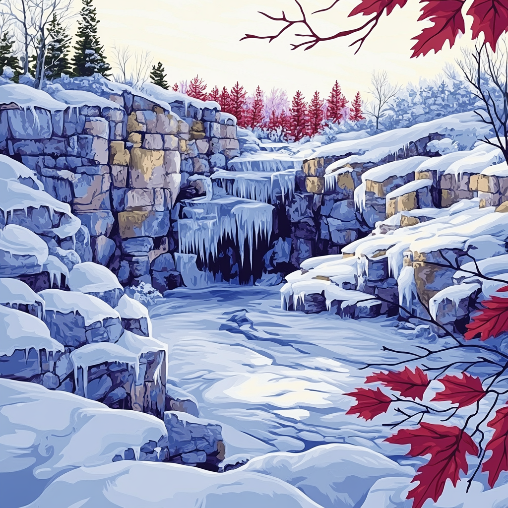 A.Y. Jackson Inspired Winter Quarry Of Colorful Snow paint by numbers