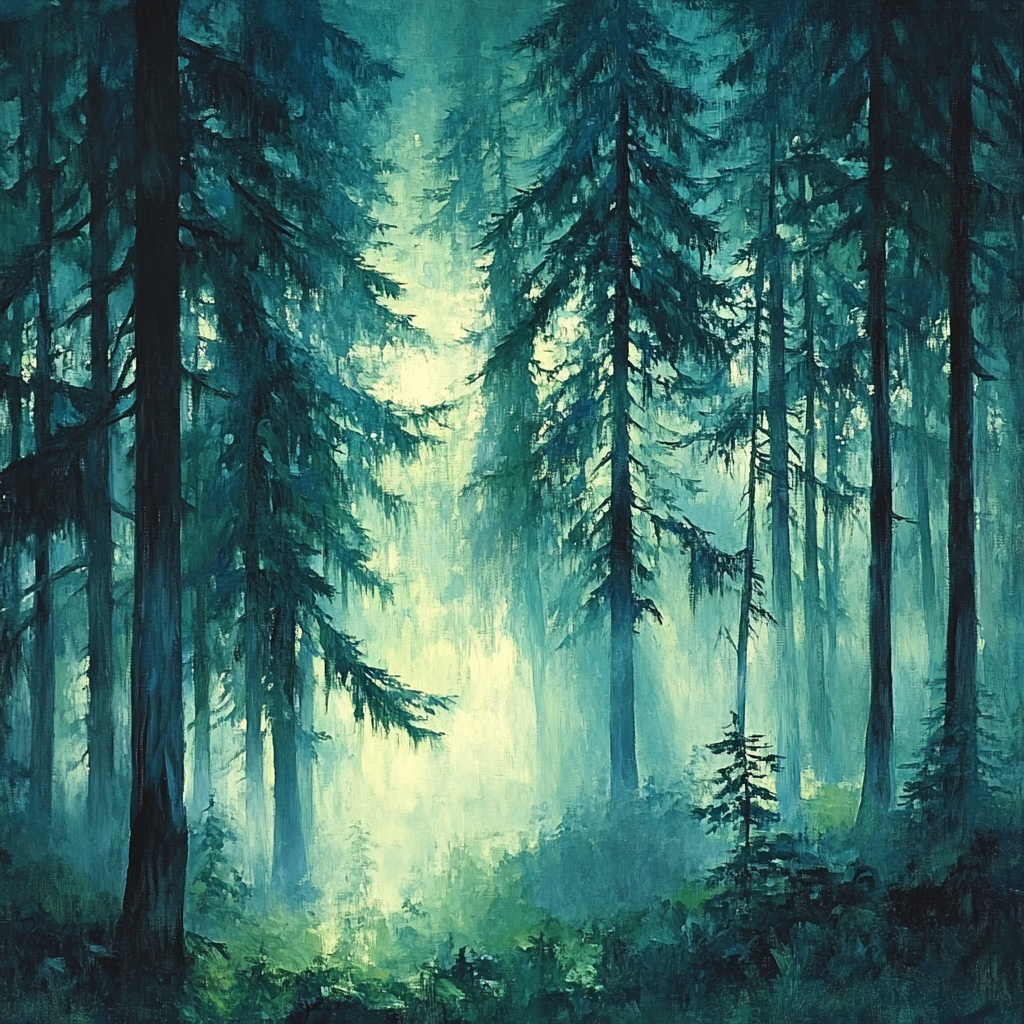 Emily Carr Inspired Cathedral Grove Mist painting number kit