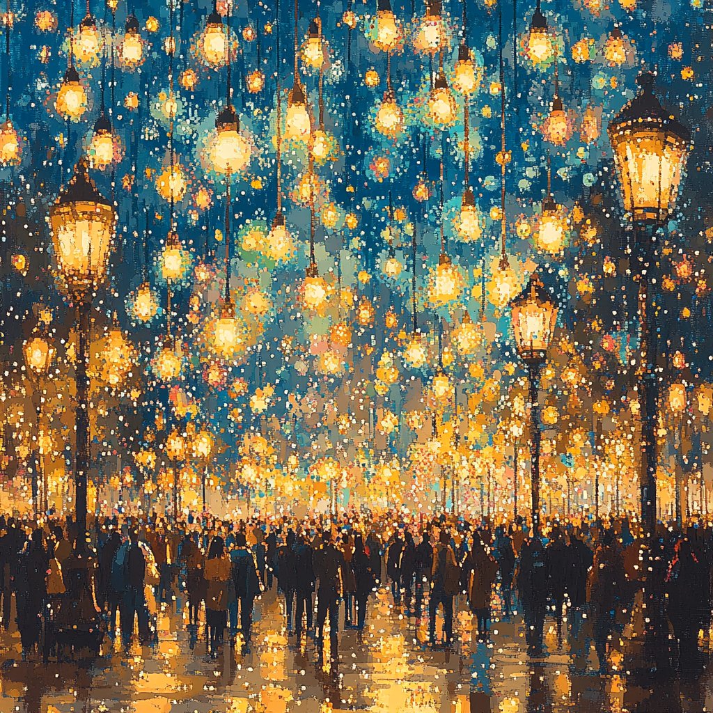 Seurat Inspired Festival Of Lights DIY paint by numbers