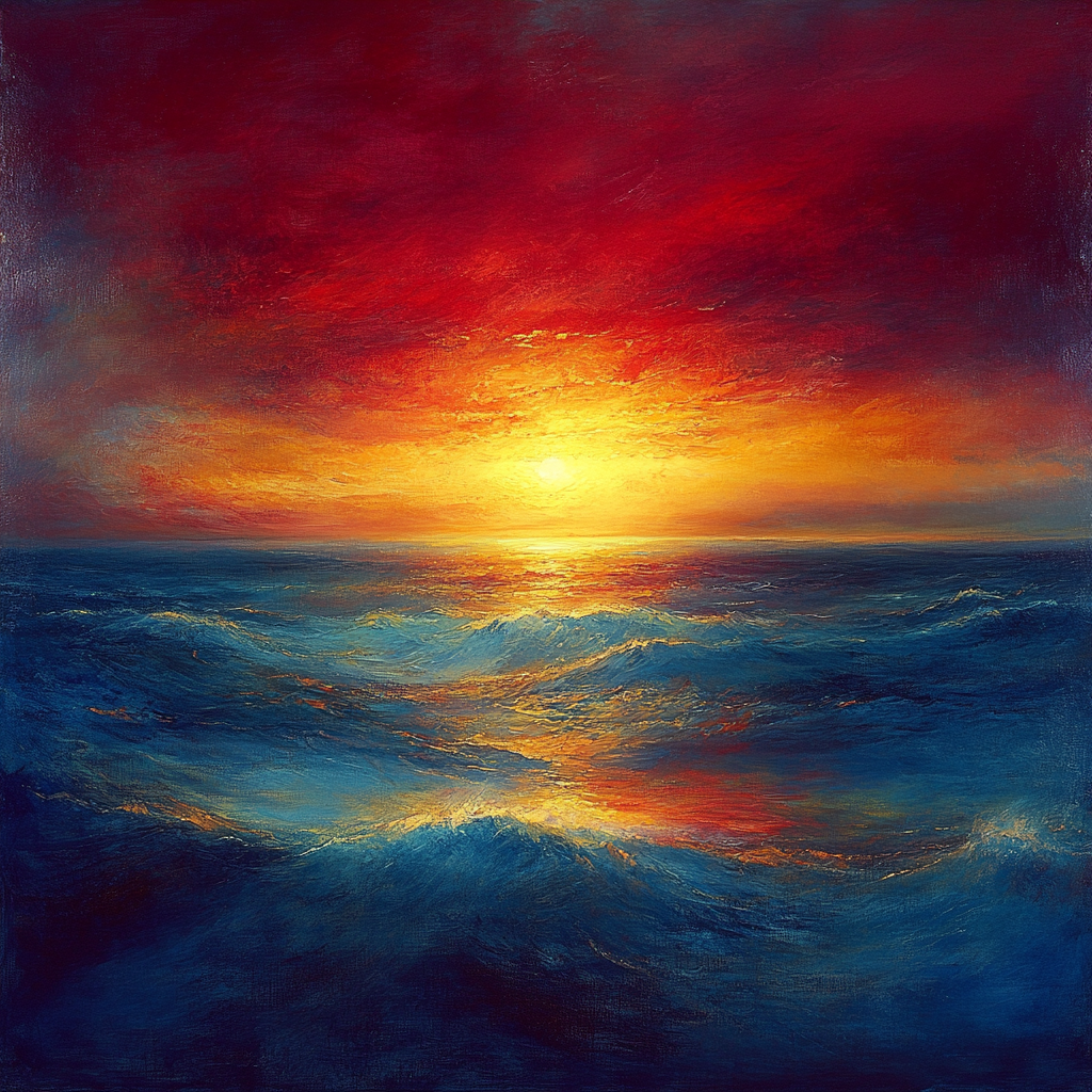 J.M.W. Turner Inspired Sunset Over Ocean Numbered painting kits