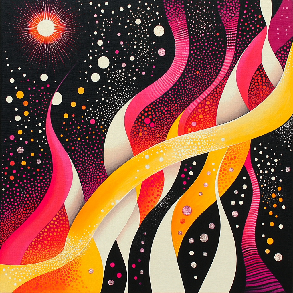 Yayoi Kusama Inspired Looping Nebula Garden Number painting