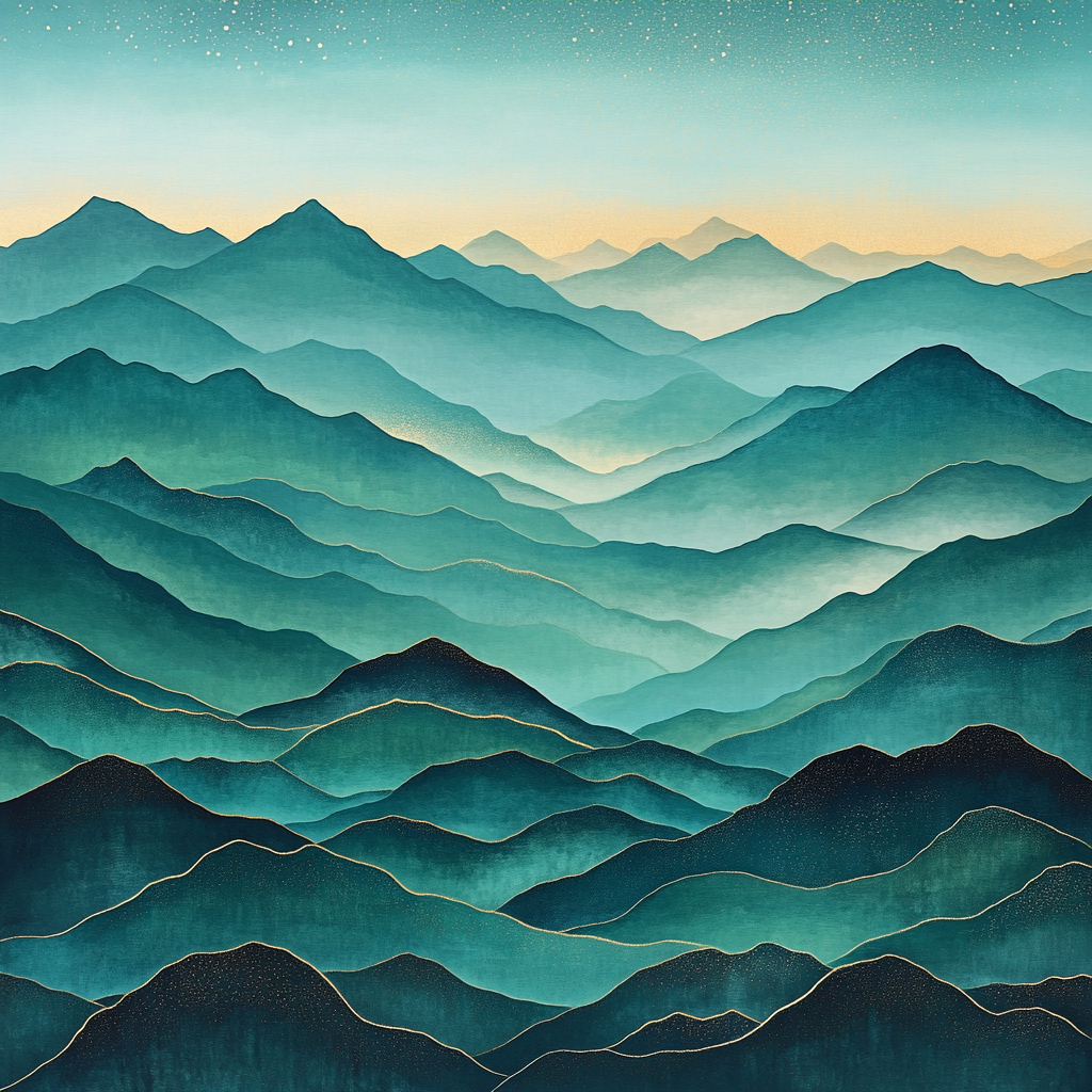 Hiroshige Inspired Mountain Nebula Passage painting number kit