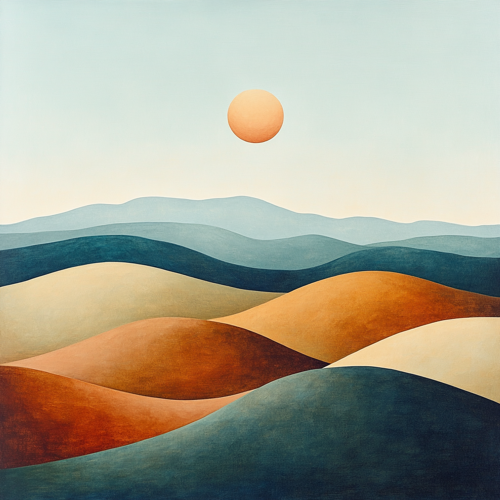 Georgia OKeeffe Inspired Rolling Desert Hills Under Cerulean Sky paint by number