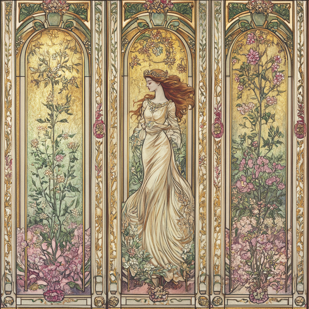 Alphonse Mucha Inspired Seasonal Calendar paint by number