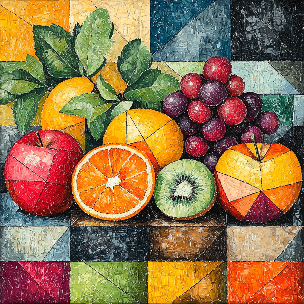 Juan Gris Inspired Colorful Fruit Bounty Numbered Painting Kits