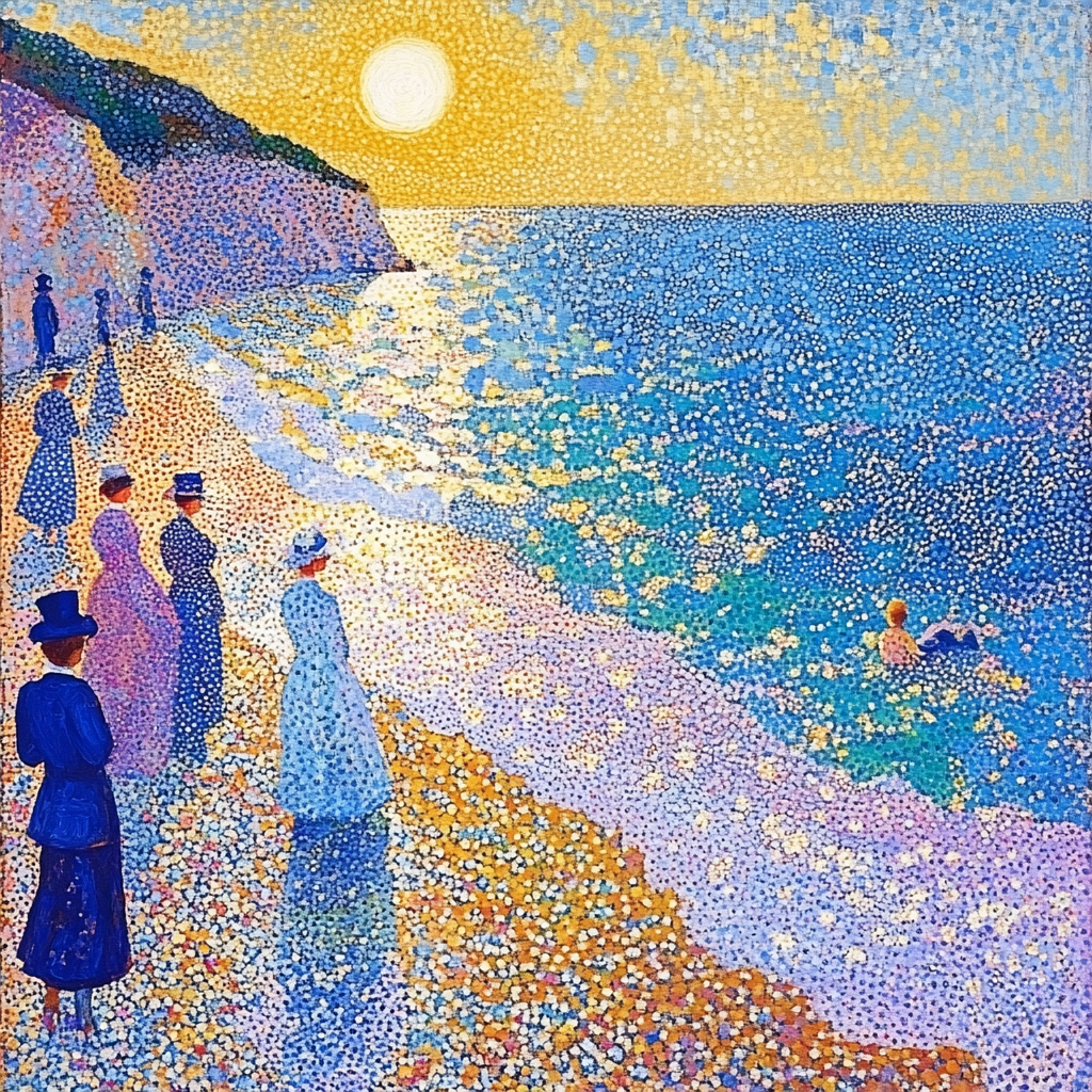 Seurat Inspired Pointillist Beach Scene painting number kit