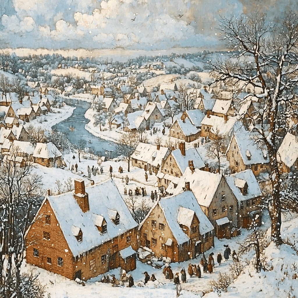 Pieter Bruegel The Elder Inspired Serene Winter Village DIY Paint By Numbers