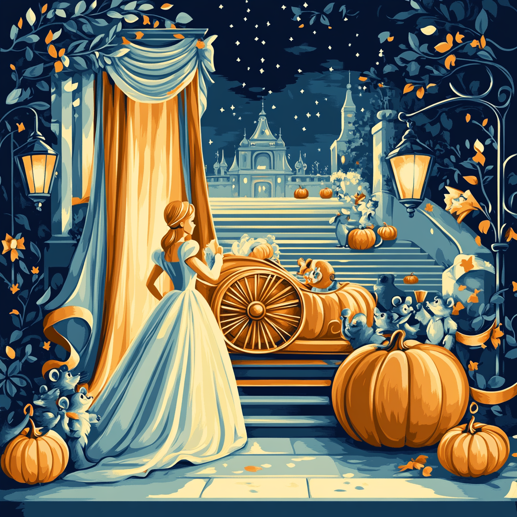 Cinderella Midnight Pumpkin Coach Reveal Numbered painting kits