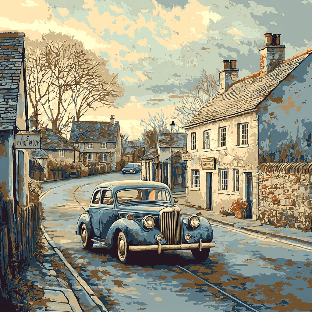 L.S. Lowry Inspired Vintage Auto Enthusiast Paint By Numbers Art