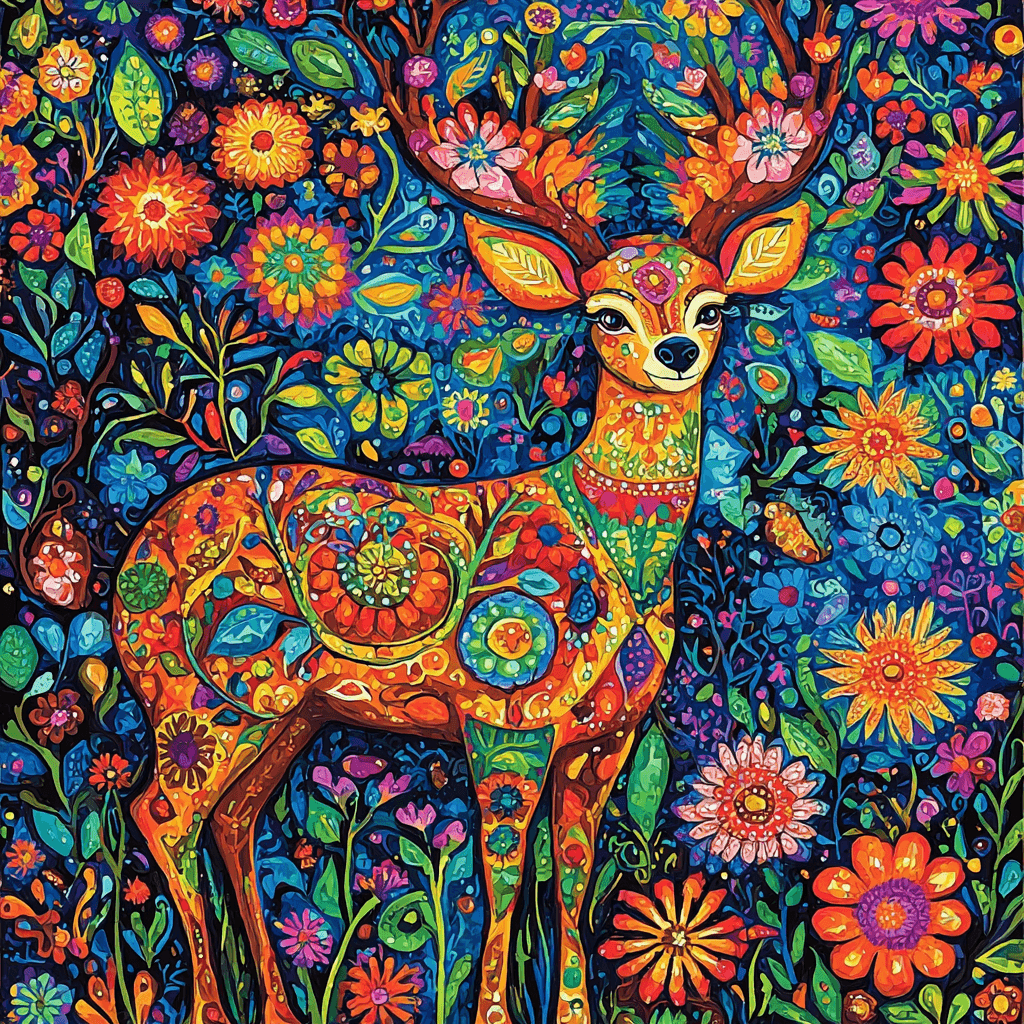 Frida Kahlo Inspired Folk Patterned Animals Paint By Numbers Kits