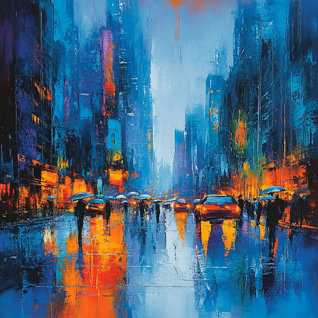 Munch Inspired Rainy Boulevard Paint by numbers art