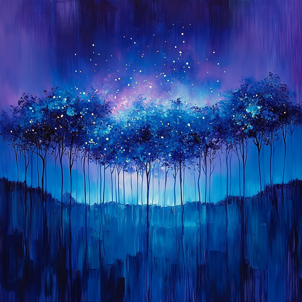 Paul Cézanne Inspired Nocturnal Nebula Grove Number painting