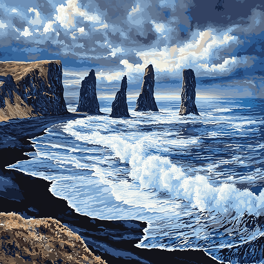 Reynisfjara Black Sand Beach Painting Number Kit