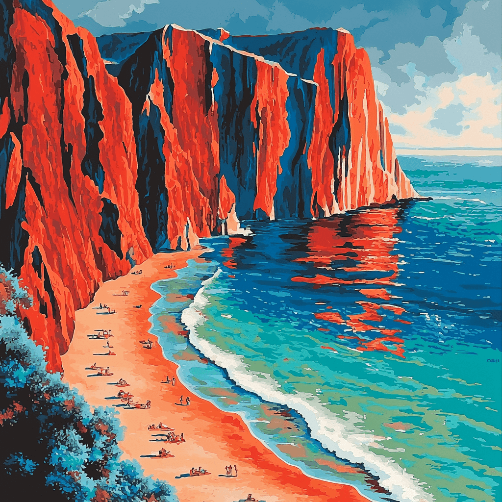 Santorini's Red Beach Paint By Numbers