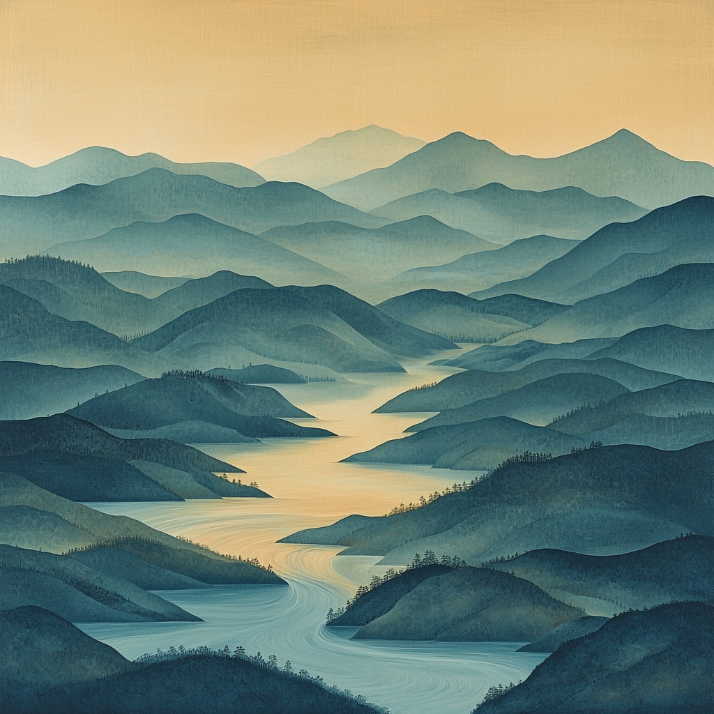 Nandalal Bose Inspired Flowing Rivers DIY Paint By Numbers