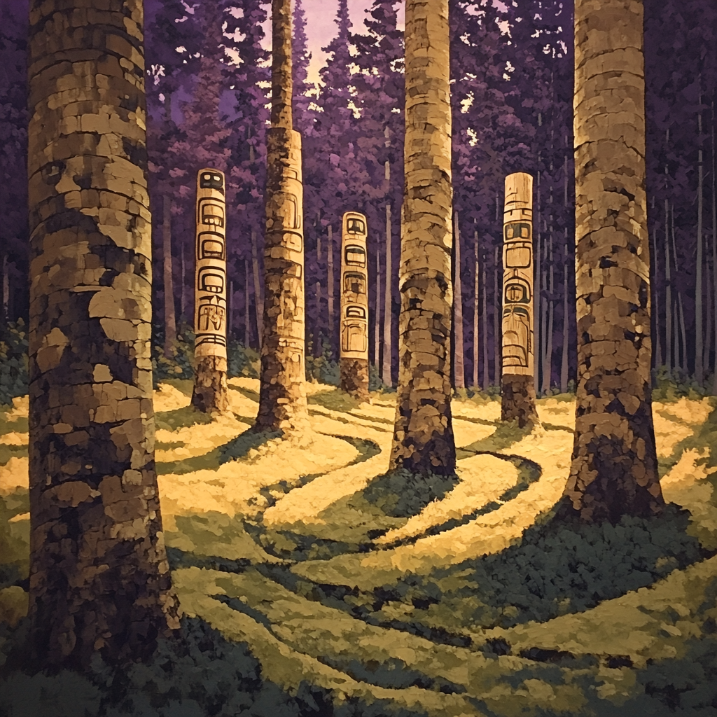 Emily Carr Inspired Totem Grove Resonance paint by color