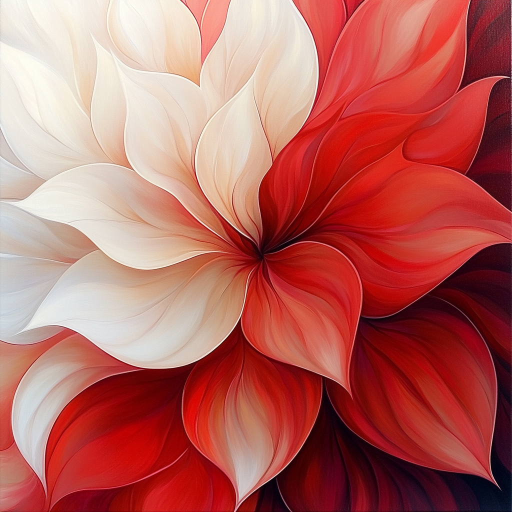Georgia OKeeffe Inspired Abstract Blossom In Crimson And Ivory painting number kit