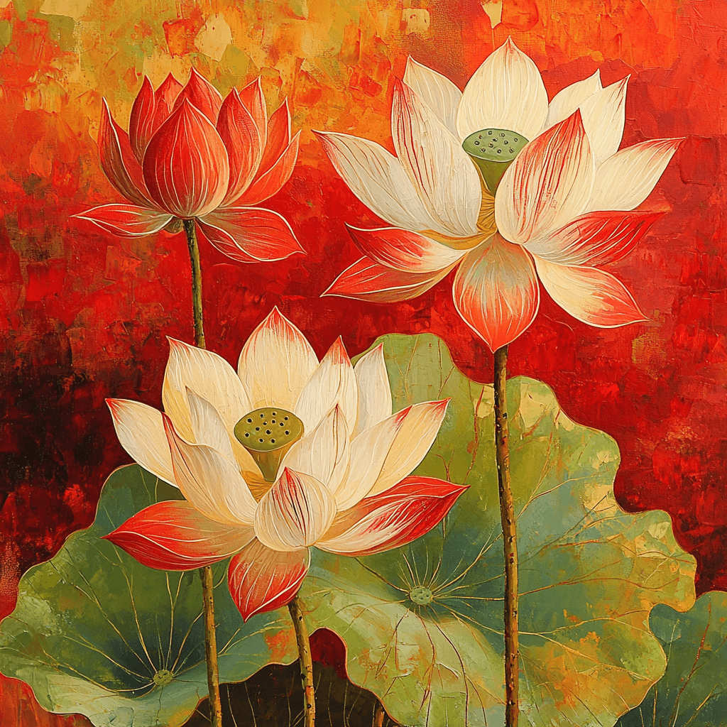 Nandalal Bose Inspired Sacred Lotus Symphony Paint By Color