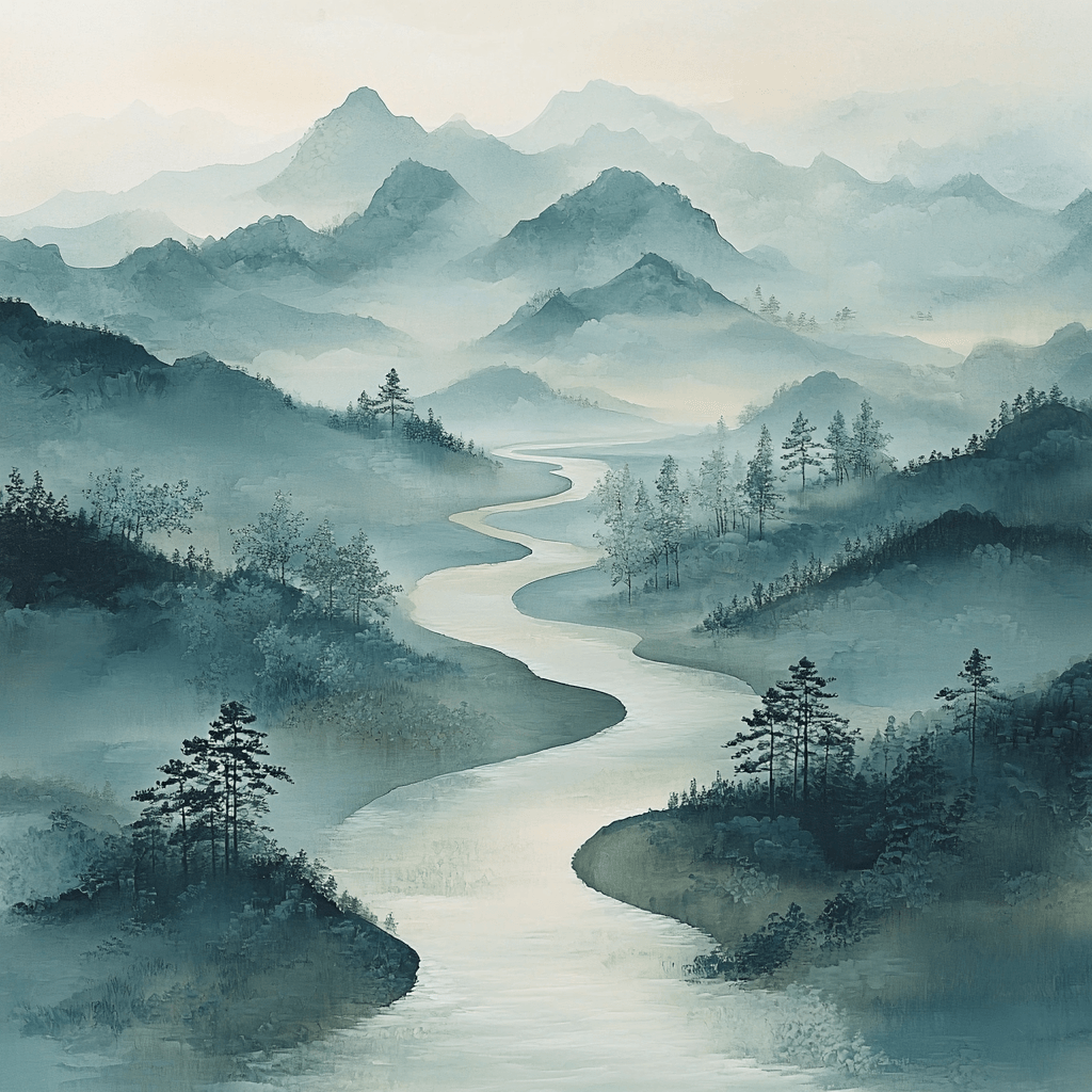 Zhao Mengfu Inspired Echoes Of Eternal River Paint By Numbers Kits