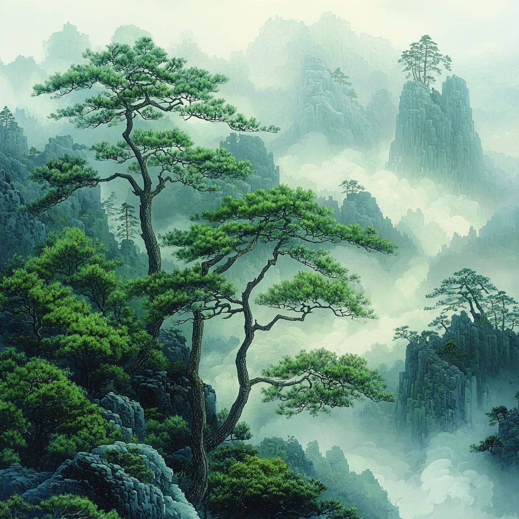 Zhao Mengfu Inspired Timeless Ancient Trees Paint By Numbers