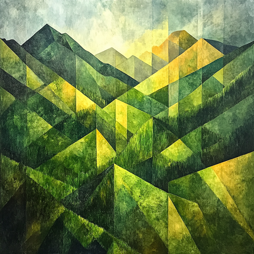 Paul Cézanne Inspired Verdant Mountain Abstract painting number kit