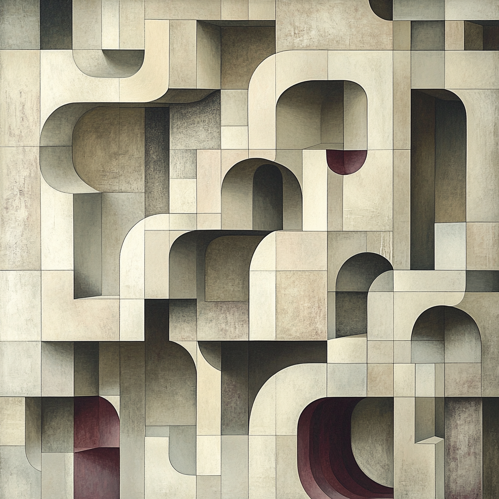 M.C. Escher Inspired Paradoxical Library Of Shapes Number painting