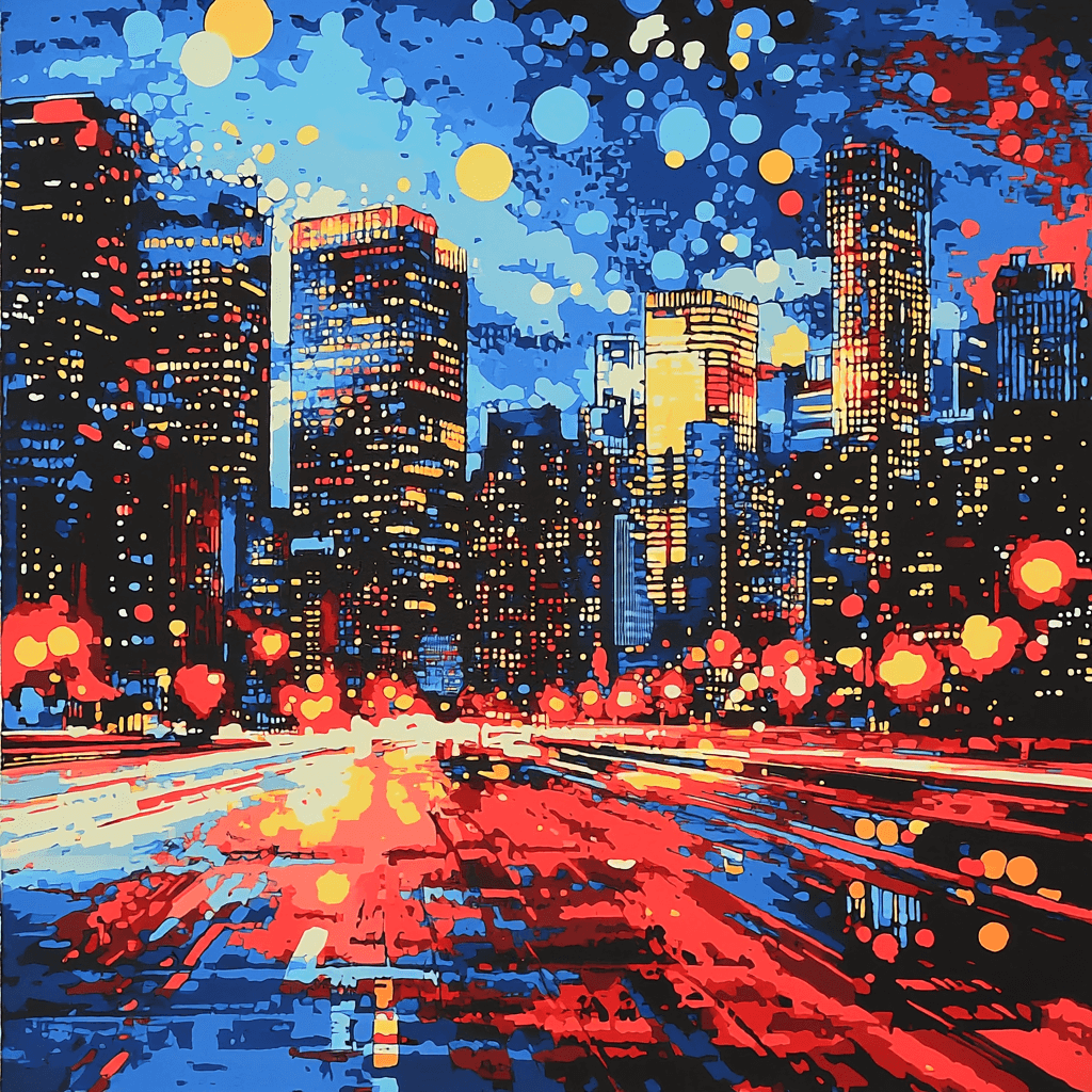 Roy Lichtenstein Inspired Pop Art City Lights Paint By Numbers Kits