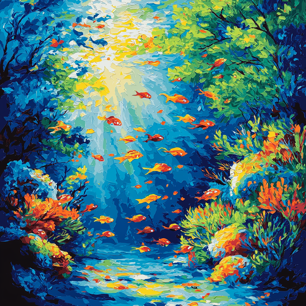 Claude Monet Inspired Whimsical Underwater Symphony Paint By Numbers Art