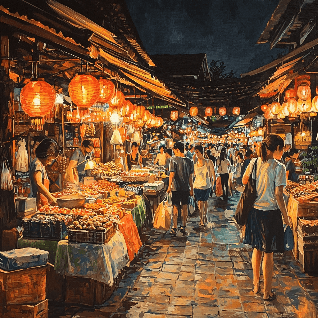 Chiang Mai Night Bazaar Paint By Color