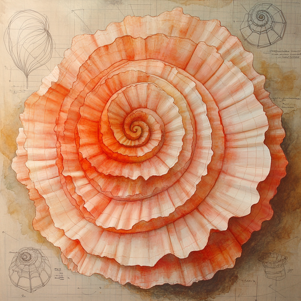Leonardo Da Vinci Inspired Coral Spiral Diagram Painting by numbers kit