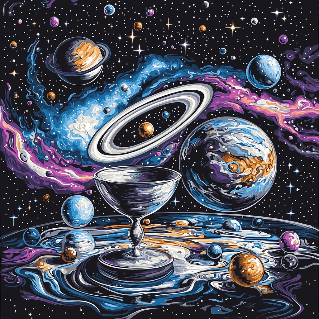 René Magritte Inspired Space Odyssey Illusion Number Painting