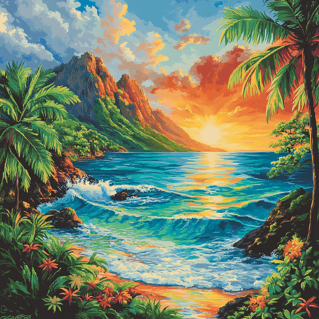 Paul Gauguin Inspired Tahitian Seascape DIY paint by numbers