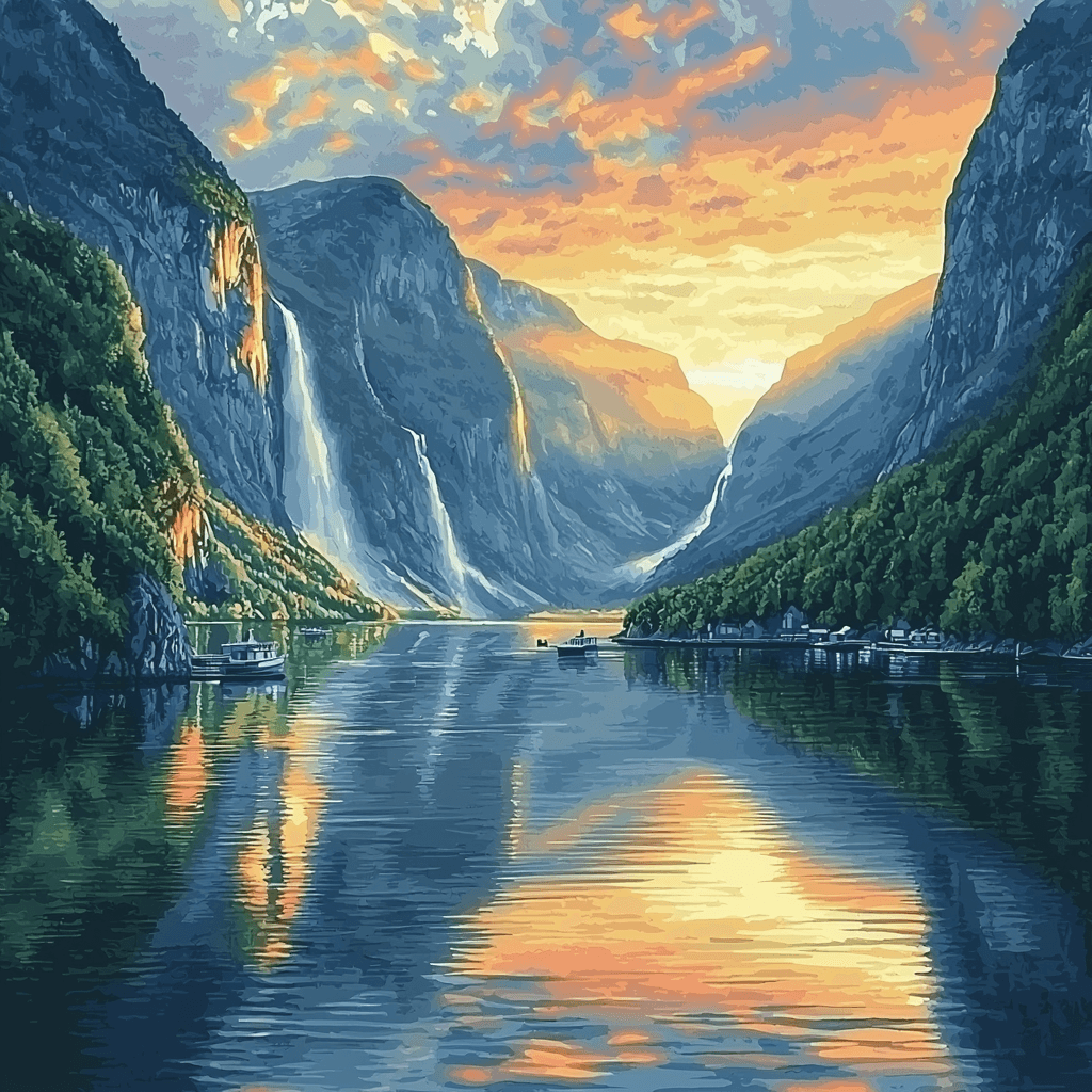 Fjord Cruise In Geirangerfjord DIY Paint By Numbers