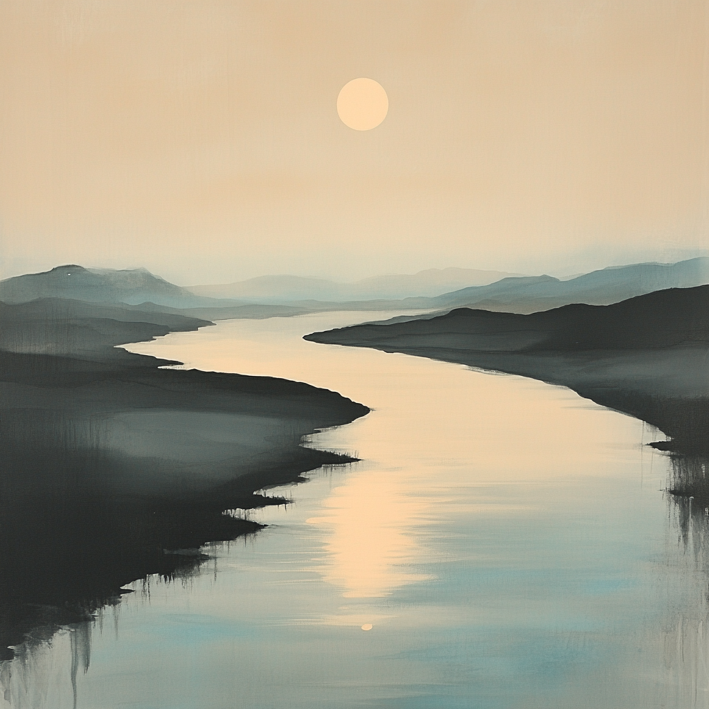 Zhao Mengfu Inspired Lunar River Reflection paint by number