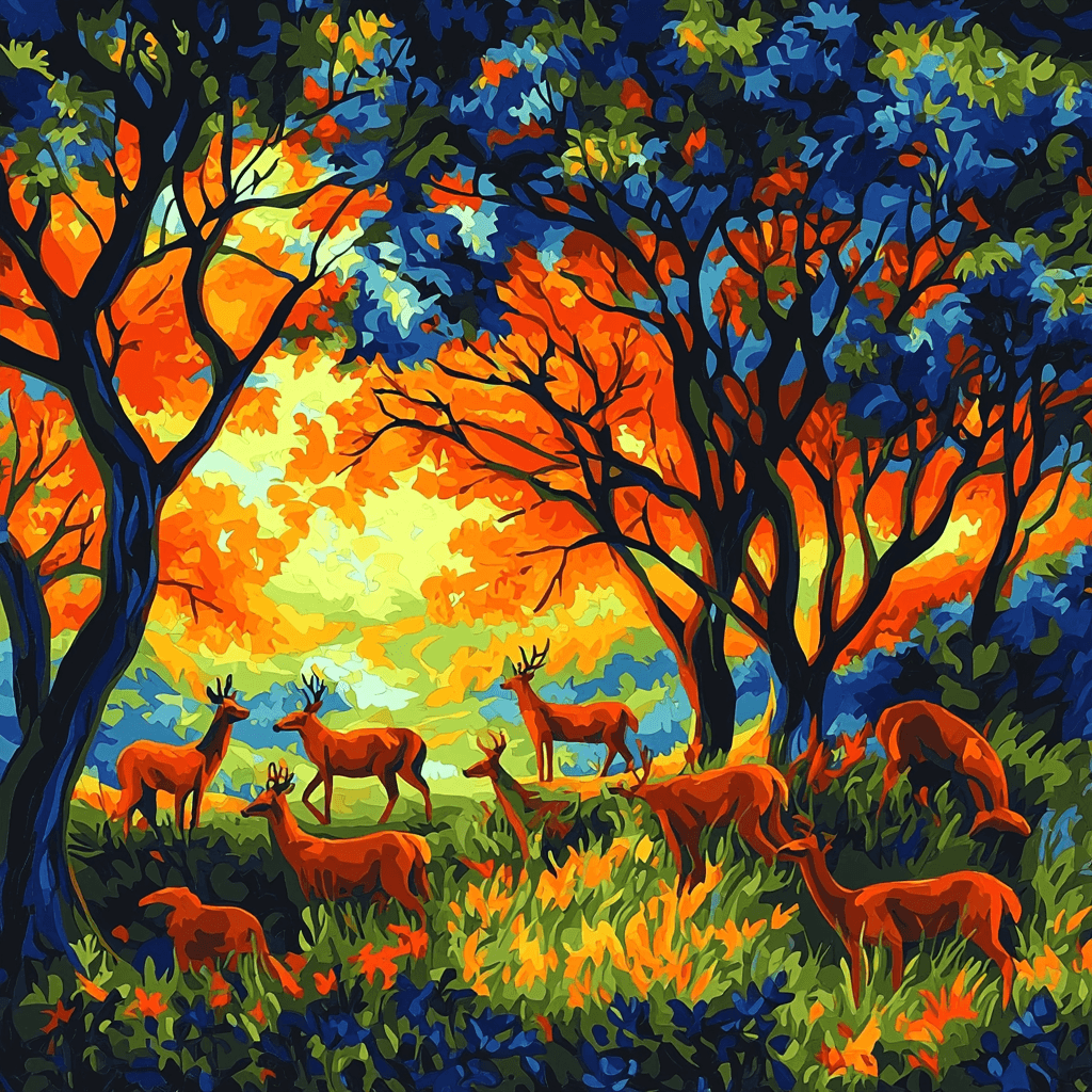 Franz Marc Inspired Enchanting Wildlife Number Painting