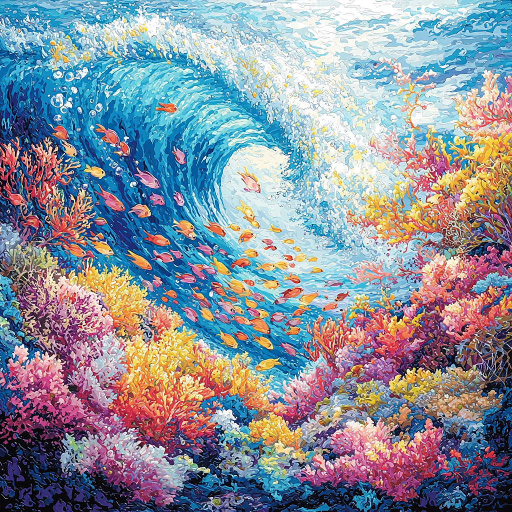 Hokusai Inspired Underwater Reverie Paint By Numbers Art