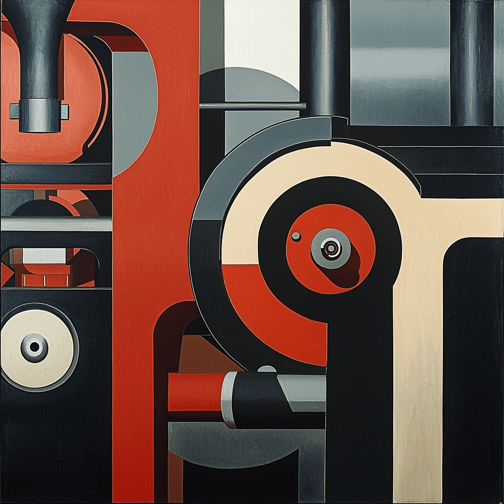 Fernand Léger Inspired Cubist Mechanical Visions Number Painting