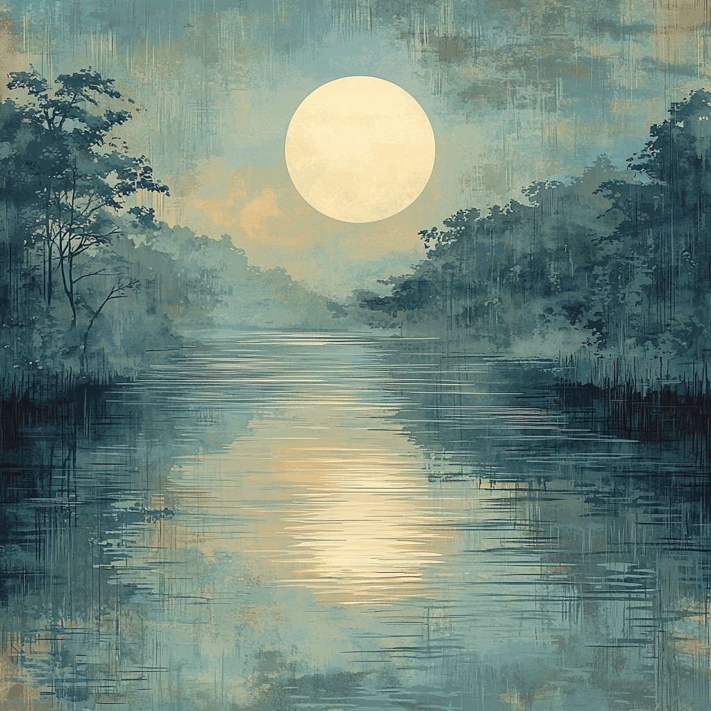Hiroshige Inspired Serene Moonlit Reflections Paint By Numbers Kits
