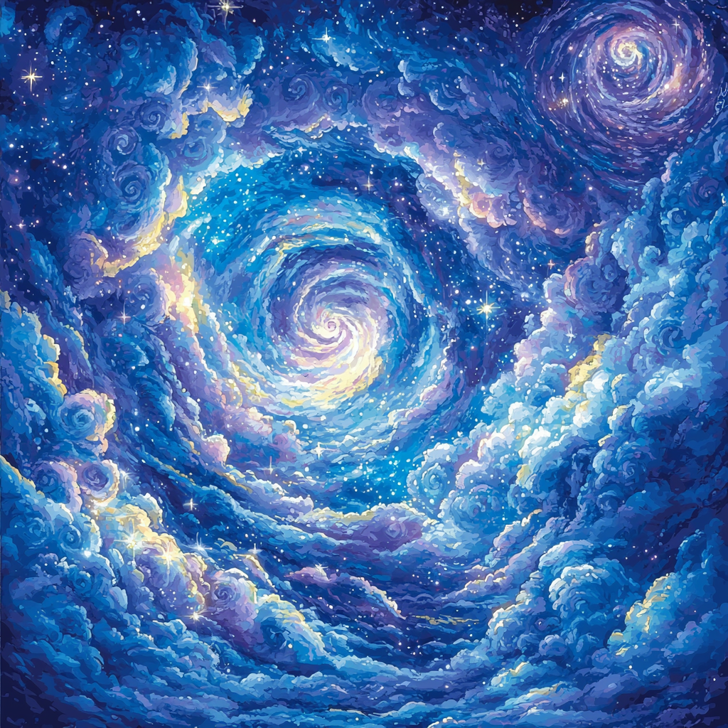 Utagawa Hiroshige Inspired Celestial Dance Of Cosmic Clouds Painting Number Kit