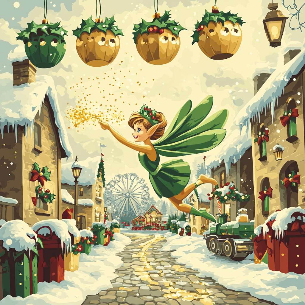 Tinker Bell Holiday Lanterns Number painting
